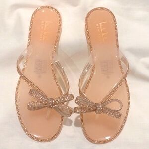 Nicole Miller NY Transparent Jelly Bling Bow Sandals  NWOB Size 8